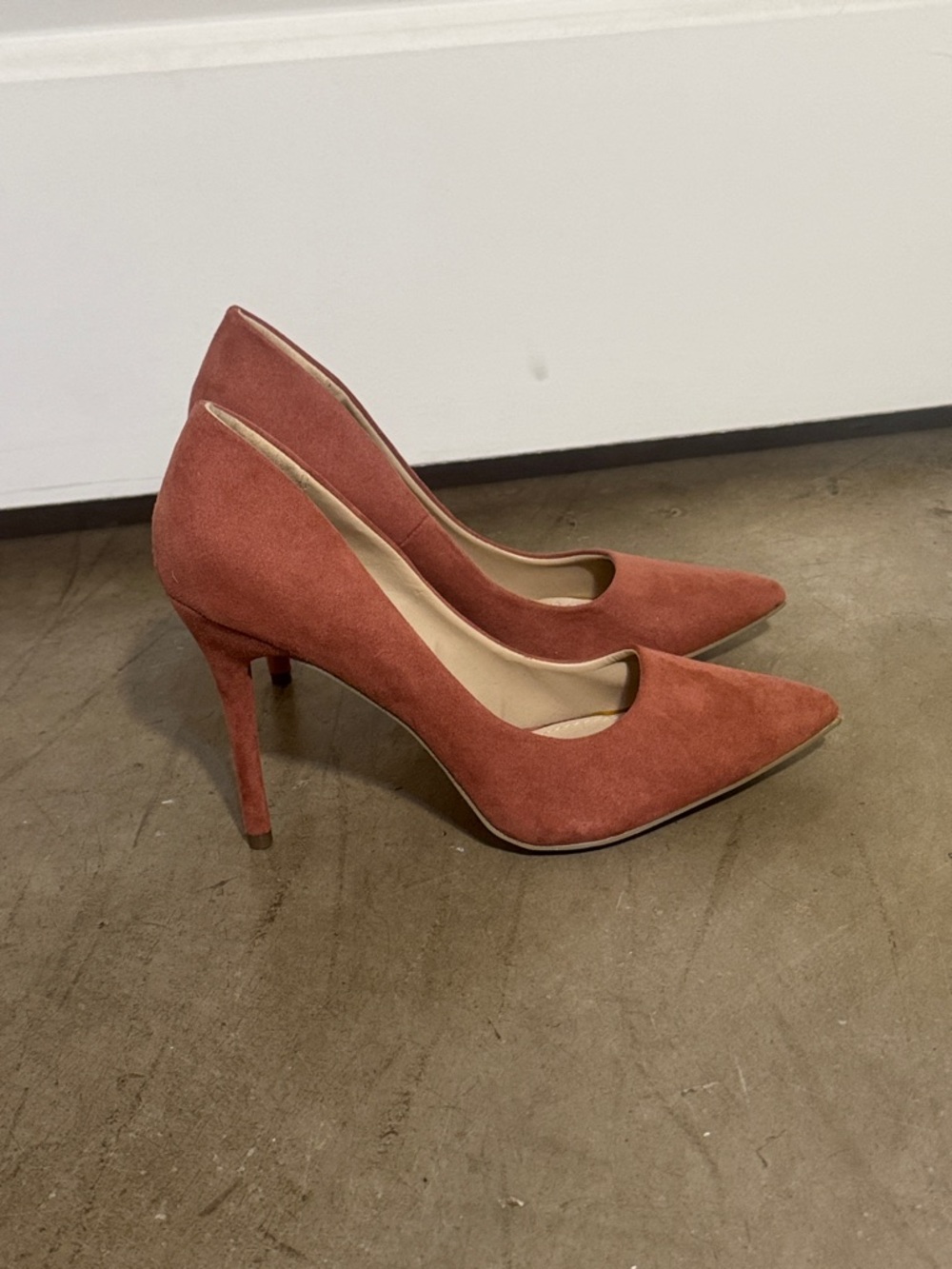 JustFab Rust Suede Pointed-Toe Pumps